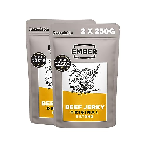 Ember Snacks - Biltong-Snack (2x250g Original) aus britischem und irischem Rindfleisch - hoher Eiweißgehalt - Geschmacksrichtung von EMBER