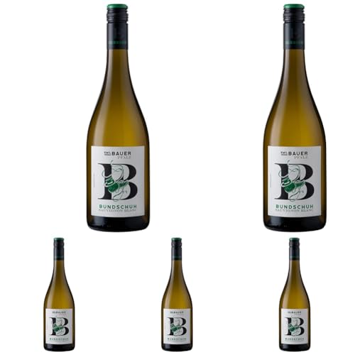Emil Bauer „Bundschuh“ Sauvignon Blanc, Trockener Weißwein aus der Pfalz (1 x 0.75l) (Packung mit 5) von Emil Bauer