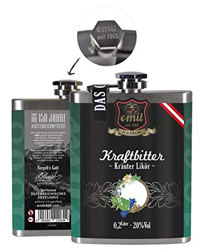 Emil Flachmann Kraftbitter Kräuter Likör 20% vol. 0,2l von Emil Spirituosen