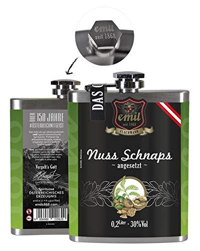 Emil Flachmann Nuss Schnaps "angesetzt" 30% vol. 0,2l Emil Flachmann Nuss Schnaps "angesetzt" 30% vol. 0,2l von Emil Spirituosen