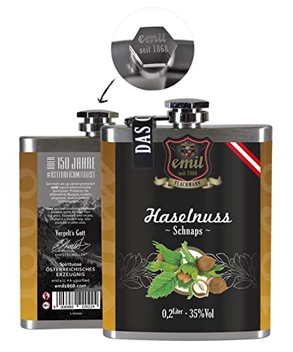 Emil Haselnuss Schnaps Flachmann 35% 0,2l Emil Haselnuss Schnaps Flachmann 35% 0,2l von Emil Spirituosen