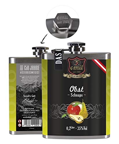 Emil Obst Schnaps Flachmann 35% 0,2l von Emil Spirituosen