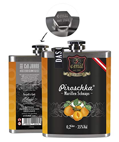 Emil Piroschka Marillen Schnaps Flachmann 35% 0,2l Emil Piroschka Marillen Schnaps Flachmann 35% 0,2l von Emil Spirituosen