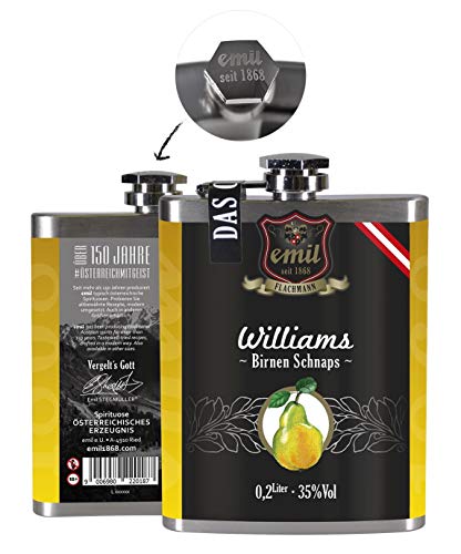 Emil Williams Birnen Schnaps Flachmann 35% 0,2l von Emil Spirituosen