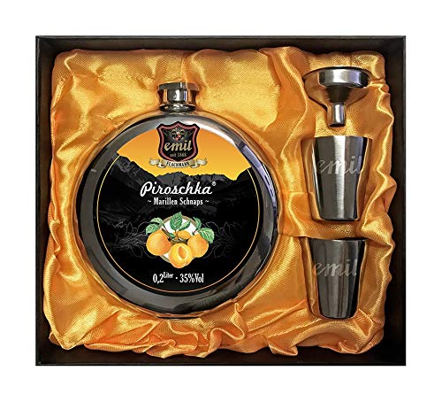 emil-Flachmann Set Piroschka® Marillen Schnaps 35% vol. 0,2l von Emil Spirituosen