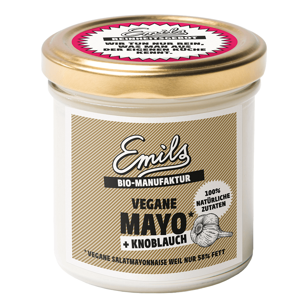 Bio Vegane Mayo + Knoblauch, 125g Bio Vegane Mayo + Knoblauch, 125g von Emils