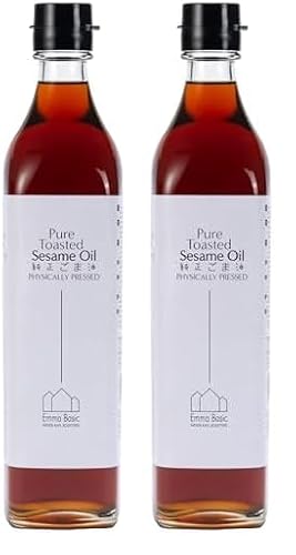 Emma Basic 100% reines geröstetes Sesamöl - 500ml - Reichhaltiger Geschmack - Antioxidantien (Packung mit 2) von Emma Basic