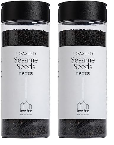 Emma Basic Gerösteter schwarzer Sesam 150g | Ballaststoffreich | Proteinquelle | vegan | Reiches Aroma | Antioxidantien | Einfach streuen (Packung mit 2) von Emma Basic