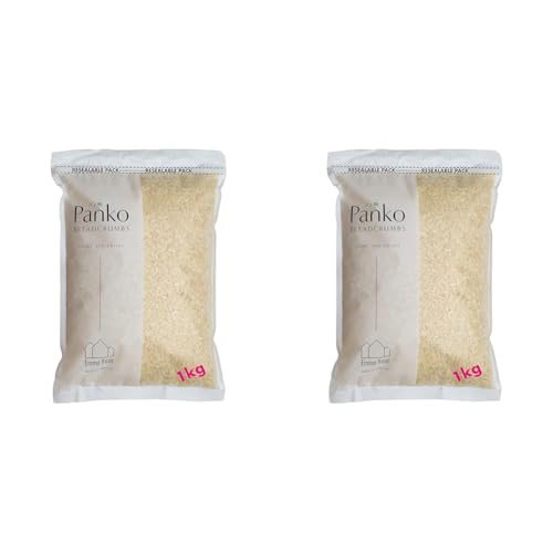 Emma Basic Panko Paniermehl 10 mm Super Premium 1kg Beutel, Lange Nadel -Form, Weniger ölig, Extra knusprig, Japanischer Stil, Kein Palmöl, keine Zusatzstoffe (Packung mit 2) von Emma Basic