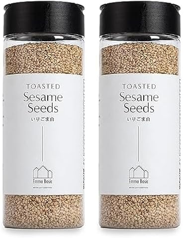 Emma Basic geröstete weiße Sesamsamen 150g | Hoher Ballaststoffgehalt | Proteinquelle | Vegan | Reichhaltiges Aroma | Antioxidantien | Einfach bestreuen (Packung mit 2) von Emma Basic