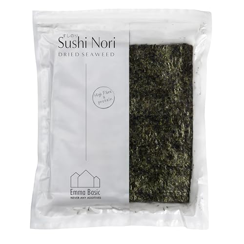 Emma Basic Sushi Nori Seetang (50er Blatt) – jung und knusprig | hochwertig | leicht getoastet | reich an Protein & Ballaststoffen | wenig gesättigtes Fett von Emma Basic