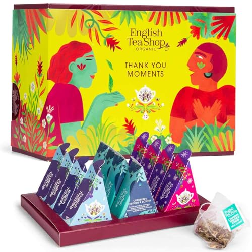 ETS Bio Tee Geschenk Set Thank You | Dankeschön Geschenk mit Tee, Danke sagen | 3 Sorten Früchtetee, Weißer Tee | 12 Pyramidenbeutel von English Tea Shop