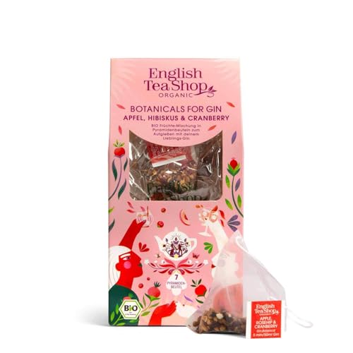 ETS - Botanicals for Gin Apfel, Hibiskus & Cranberry, Gin Gewürze zum Verfeinern von Gin Tonic, BIO, 7 Pyramidenbeutel von English Tea Shop