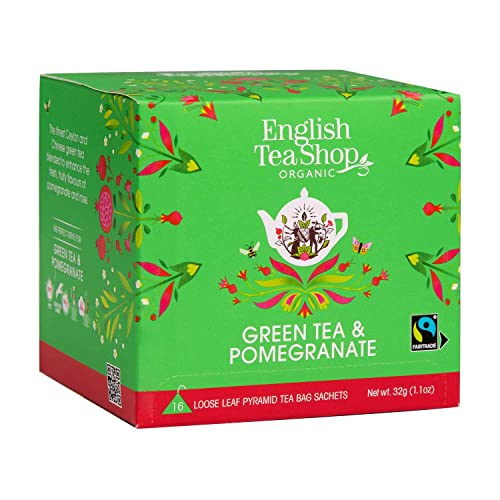 ETS - Grüner Tee Granatapfel, BIO, Fairtrade, 16 Pyramiden-Beutel in Papierbox von English Tea Shop