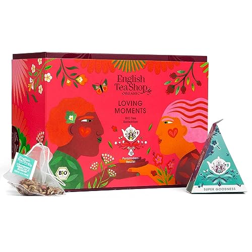 ETS Tee Geschenk "Loving Moments" | Dankeschön Geschenk Teebox zu Muttertag, Hochzeit, Jahrestag | BIO 12 Pyramidenbeutel von English Tea Shop