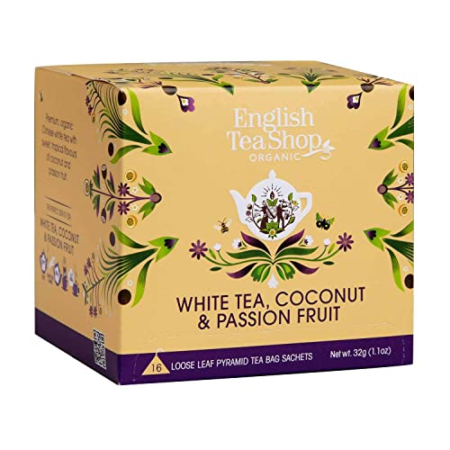 ETS - Weißer Tee, Kokosnuss & Passionsfrucht, BIO, 16 Pyramiden-Beutel in Papierbox von English Tea Shop