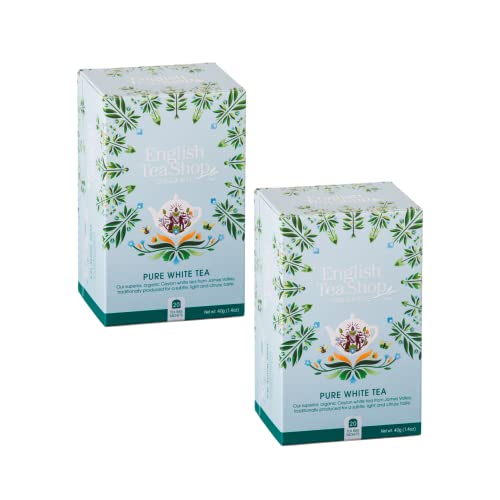 Englischer Teeladen | Reiner Bio Weißer Tee | Handgepflückter Tee | 20 reine weiße Teefilter ohne Aromen - (80 Gr) von English Tea Shop