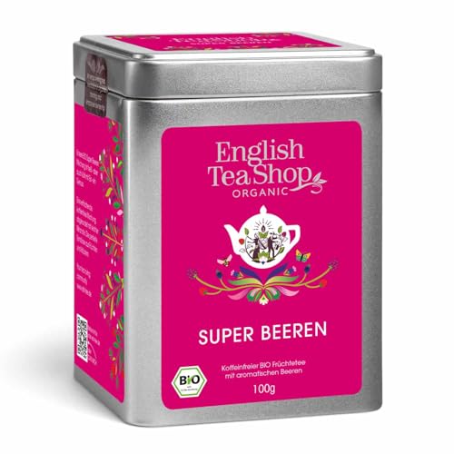 ETS - Super Beeren BIO Früchtetee | säurearmer loser Tee koffeinfrei | erfrischend fruchtig mit leichter Minznote - 100g Dose von English Tea Shop