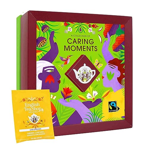 ETS Tee Geschenk Box "Caring Moments" | Ayurveda Kräuter Tee Probierset & Beauty Geschenk | 4 Tee-Sorten | BIO | 32 Teebeutel von English Tea Shop
