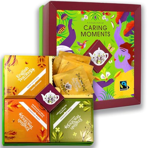 ETS Tee Geschenk Box "Caring Moments" | Ayurveda Kräuter Tee Probierset & Beauty Geschenk für Frauen Freundin Mama | 4 x 8 Sorten | BIO | 32 Teebeutel von English Tea Shop