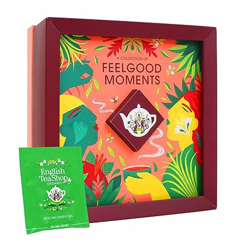 ETS - Tee Geschenk Box "Feelgood Moments", Premium Tee Probierset mit 4 x 8 Ayurveda Tee Sorten, BIO, 32 Teebeutel von English Tea Shop