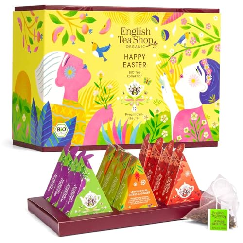 ETS Tee Geschenk Happy Easter | Tee Geschenk Ostern für Frauen Männer Oma Freundin | 3x4 Sorten | BIO | 12 Pyramidenbeutel ETS Tee Geschenk Happy Easter | Tee Geschenk Ostern für Frauen Männer Oma Freundin | 3x4 Sorten | BIO | 12 Pyramidenbeutel von English Tea Shop