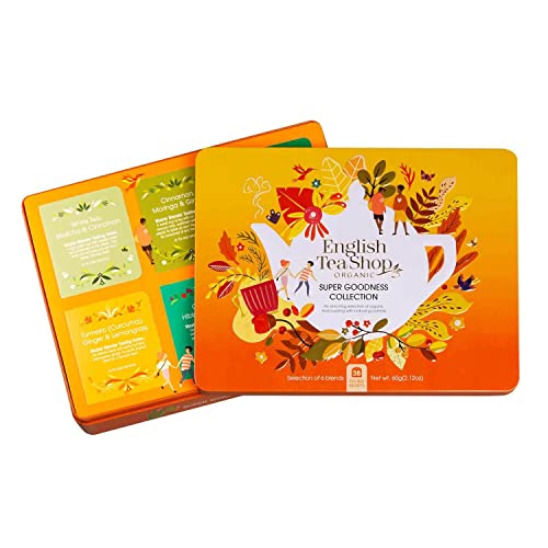 ETS - BIO Tee Kollektion "Super Goodness" in edler Teegeschenk Metalldose | Geschenk zu Weihnachten, Ostern, Geburtstag | 6x6 verschiedene Superfood Tee Sorten von English Tea Shop