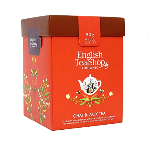 ETS - Teegeschenk Set "Black Tea Chai", BIO, Gewürztee, mit Holz-Teelöffel in origineller Origami Geschenkbox, 80g loser Schwarzer Tee von English Tea Shop