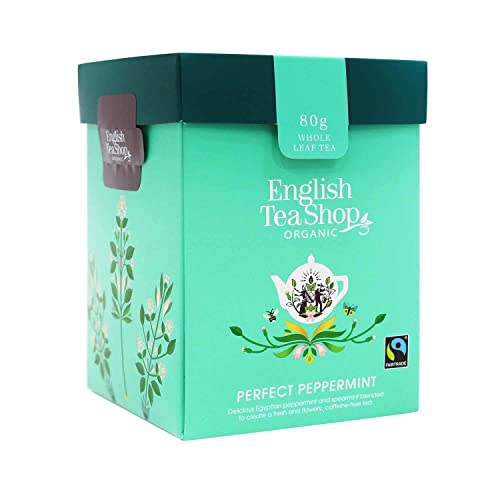 English Tea Shop - Teegeschenk Set "Pfefferminze", BIO, mit Holz-Teelöffel in origineller Origami Geschenkbox, 80g loser Tee von English Tea Shop