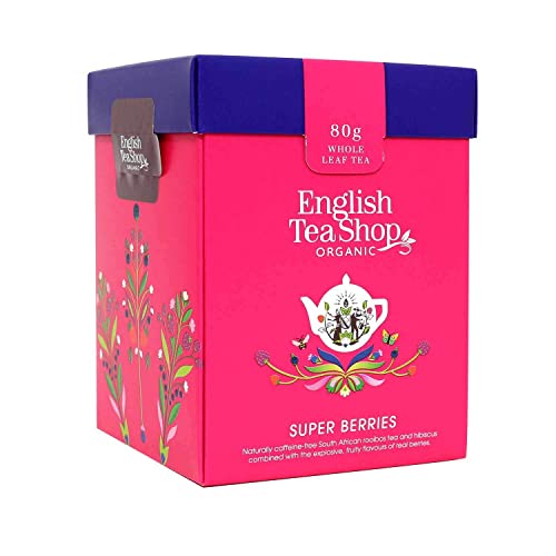 ETS - Teegeschenk Set "Super Beeren" Früchtetee, BIO, mit Holz-Teelöffel in origineller Origami Geschenk Box, 80g loser Tee von English Tea Shop