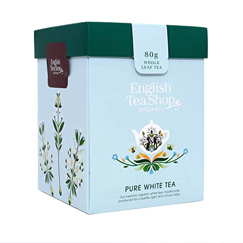 ETS - Teegeschenk Set "Weißer Tee", BIO, mit Holz Teelöffel in origineller Origami Geschenk Box, 80g loser Weißer Tee von English Tea Shop
