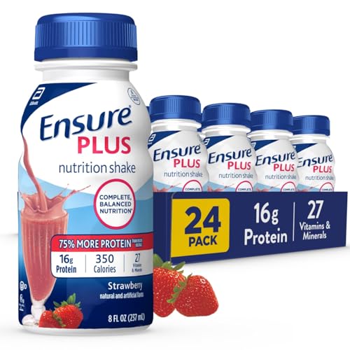 Ensure Plus Nutrition Shake, Strawberry, 8-Ounce Bottle, 6 Count, (Pack of 4) by Ensure von Ensure