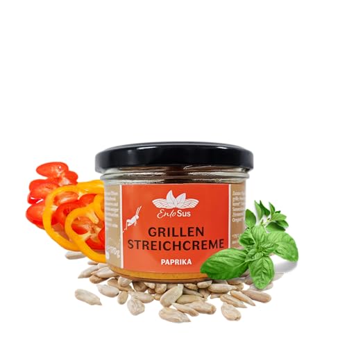 EntoSus – Brotaufstrich, leckere mediterrane Paprika Creme aus nachhaltig gezüchtete Grillen als Fleischersatz, essbare Insekten (1x 170g Paprika = 170g) von EntoSus