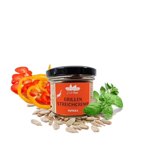 EntoSus – Brotaufstrich, Streichwurst, Streichcreme, nachhaltig, lokal gezüchtete Grillen aus Deutschland als Fleischalternative essbare Insekten (1x 90g, Paprika) von EntoSus