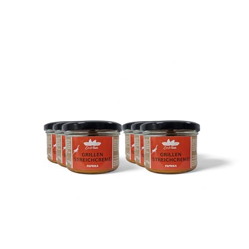 EntoSus – Brotaufstrich, leckere mediterrane Paprika Creme aus nachhaltig gezüchtete Grillen als Fleischersatz, essbare Insekten (6x 170g Paprika = 1020g) von EntoSus