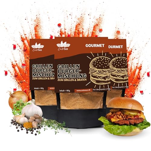 EntoSus - Grillen Hack und Grillen Burgermischung | Hackfleisch, Fleischersatz, Burger Patties, Proteinreich, nachhaltig, lokal produziert in Deutschland (Grillen Burgermischung, 3 x 90g) von EntoSus