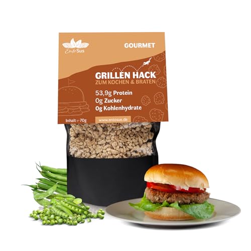 EntoSus - Grillenhack | Fleischersatz aus Grillen | Texturat aus essbaren Insekten | Texturiertes Grillenprotein | Hackfleischersatz (1 x 70g Packungen) von EntoSus