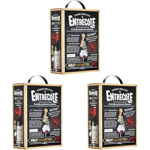 Entrecote - Merlot, Cabernet Sauvignon, Syrah - Rotwein aus Frankreich - BIB Bag in Box (1 x 3 l) (Packung mit 3) von Entrecote