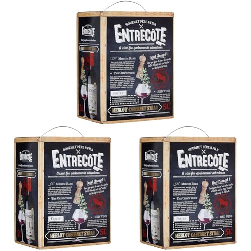 Entrecote - Merlot, Cabernet Sauvignon, Syrah - Rotwein aus Frankreich - BIB Bag in Box (1 x 5 l) (Packung mit 3) von Entrecote