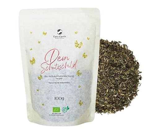 Schilddrüsen Tee "Dein Schutzschild" - Bio Kräuterteemischung lose 100g mit Fenchel, Thymian und Melisse - zur Unterstützung des Immunsystems und Förderung des Wohlbefindens von Epic Earth NOURISH YOUR SOUL