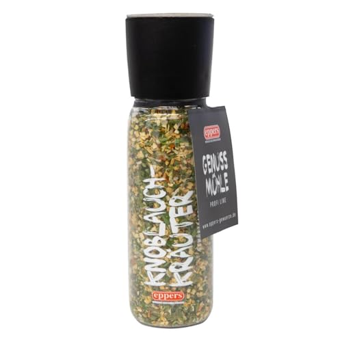 eppers Genuss Mühle - Knoblauch Kräuter | Aromatisches Gewürzsalz mit grobem Meersalz, Knoblauch und Kräutern | Salzig-würziger Geschmack für kulinarische Genüsse | Gewürzmühle, 210g eppers Genuss Mühle - Knoblauch Kräuter | Aromatisches Gewürzsalz mit grobem Meersalz, Knoblauch und Kräutern | Salzig-würziger Geschmack für kulinarische Genüsse | Gewürzmühle, 210g von Eppers