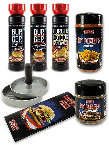 eppers Burger Set | zum Burger selber machen | Muss für alle Burger-Fans | 6-teilig inkl. Burger-Fibel von Eppers