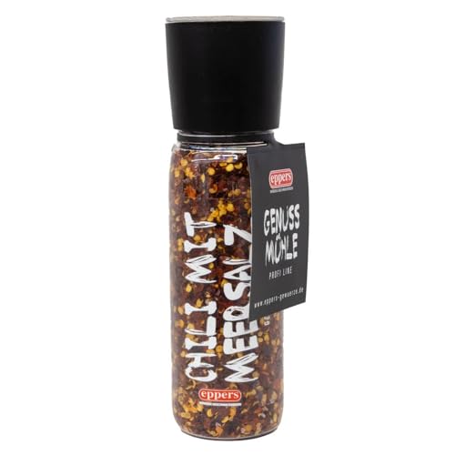 eppers Genuss Mühle - Chili mit Meersalz | Gewürzsalz mit Chili, Chili-Gewürz, Gewürzsalz, für Fleisch, Gemüse und Fisch | Gewürz Mühle, 180g von Eppers