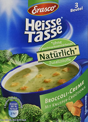 Erasco Heisse Tasse Broccoli-Creme mit Croutons, 12er Pack (12 x 450 ml Beutel) von Erasco Heisse Tasse