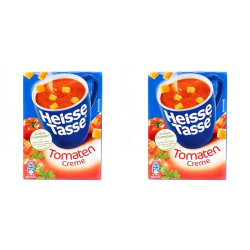 Erasco Heisse Tasse Tasse Tomaten-Creme - In nur 2 Minuten fertig Einfach heißes Wasser hinzufügen Der perfekte Suppen-Snack (Packung mit 2) von Erasco Heisse Tasse