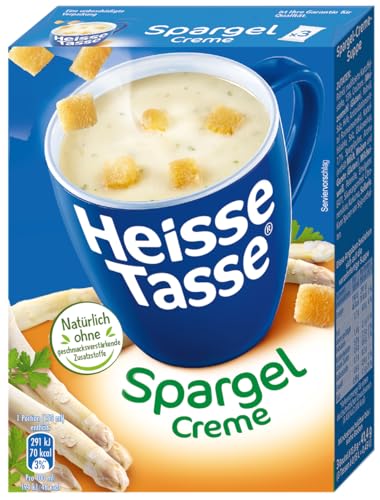Heisse Tasse Spargel-Creme Suppe mit Croûtons 12er Pack (12 x 450 ml), Genieße unseren cremigen Spargel in nur 2 Minuten - Der perfekte Suppen-Snack von Erasco Heisse Tasse