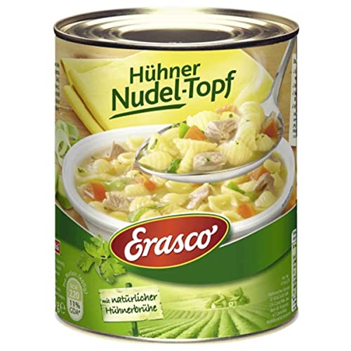 ERASCO Hühner Nudel-Topf 800g (6er Pack) In rund 5 Minuten fertig – Mit viel Gemüse – Ohne Schnickschnack - einfach lecker von Erasco