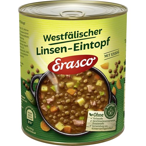 ERASCO Westfälischer Linsen-Eintopf (6 x 800g), In rund 5 Minuten fertig – Mit entereifem Gemüse – Ohne Schnickschnack – Einfach lecker von Erasco