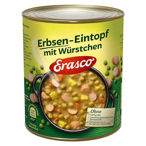 Erasco Erbsen-Eintopf mit Würstchen (1 x 800g), In rund 5 Minuten fertig - Mit viel Gemüse - Ohne Schnickschnack - Einfach lecker von Erasco