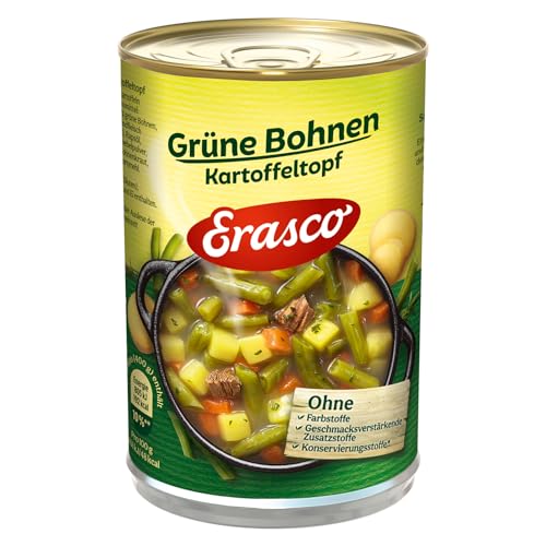 Erasco Grüne Bohnen Kartoffeltopf 3er Pack (3 x 400g), In rund 5 Minuten fertig – Mit viel Gemüse und Rindfleisch und ohne Schnickschnack von Erasco